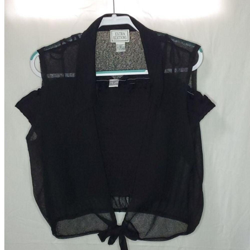 Extra Editions Women’s 2-Piece Black Sheer Crop Top Set Size 3X